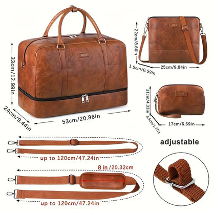 👜 Brown Travel Duffel Bag – Oversized Weekender & Carry-On