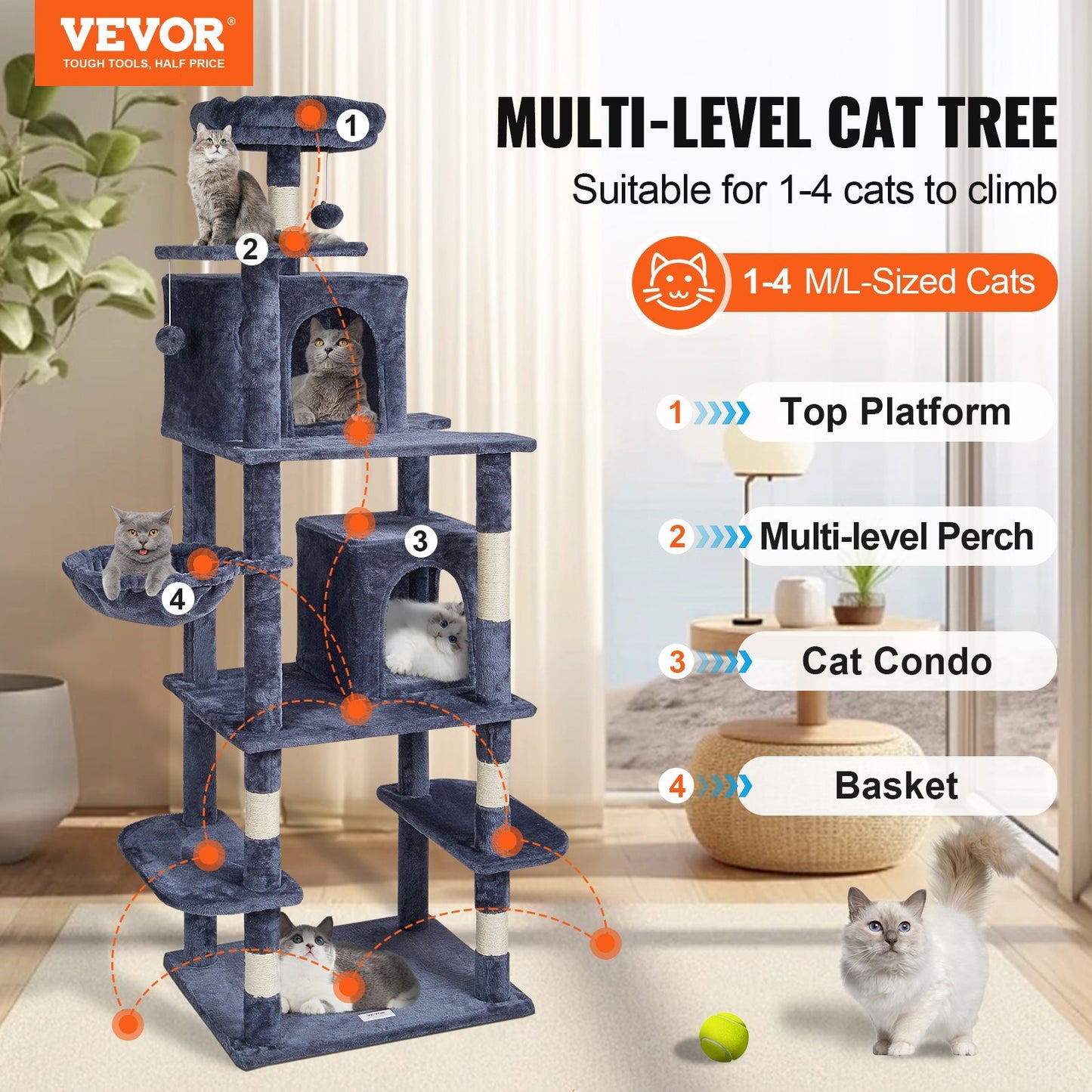 🐾 VEVOR Cat Tree Tower – Comfort, Fun & Style for Your Cat