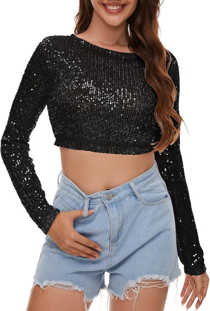 ✨ Sequin Crop Top – Shine Boldly at Every Party