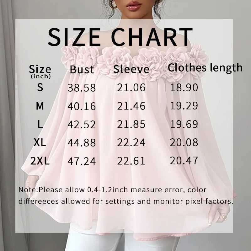 🌷 3D Floral Off-Shoulder Blouse – Elegant, Romantic & Perfectly Dressy