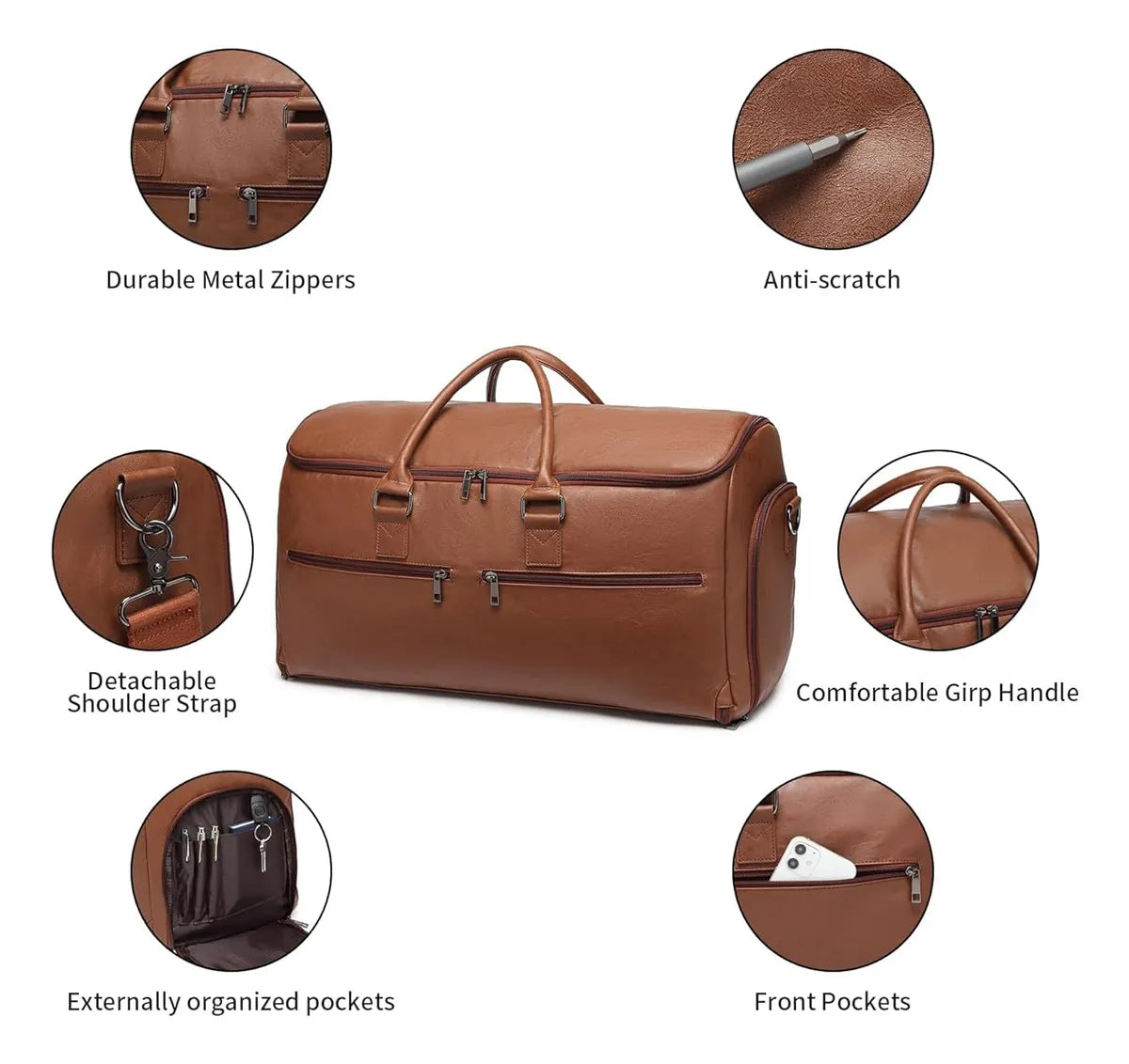 👜 Brown Travel Duffel Bag – Oversized Weekender & Carry-On