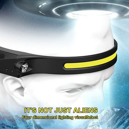 💡 COB LED Induction Riding Headlamp – USB Rechargeable Waterproof Headlight