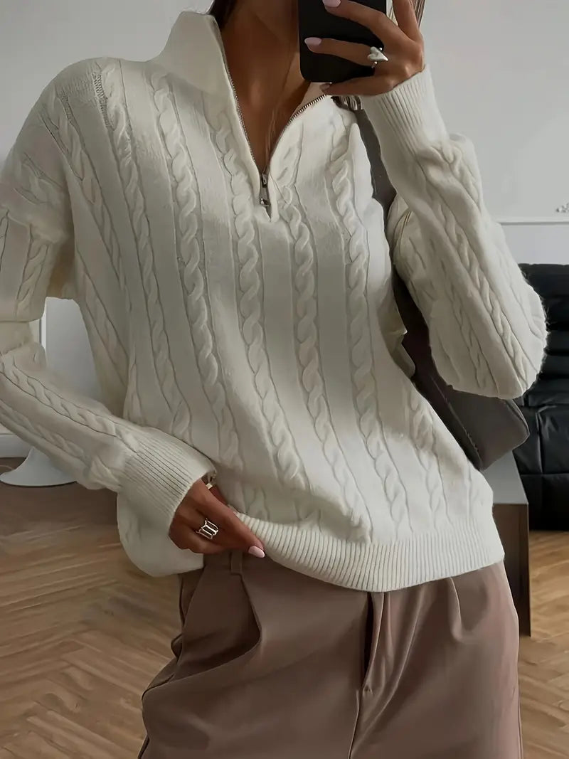 💫 Casual Half-Zip Knit Pullover – Cozy, Chic & Effortlessly Versatile