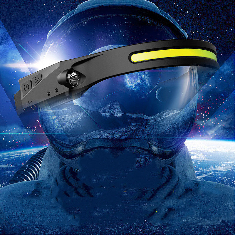 💡 COB LED Induction Riding Headlamp – USB Rechargeable Waterproof Headlight