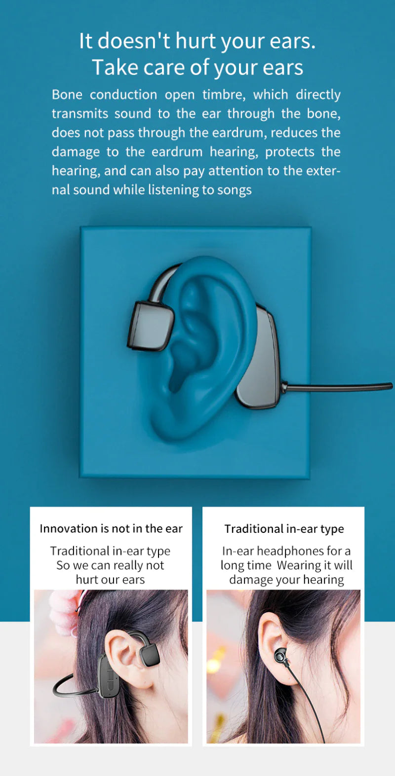 🎧Bone Conduction Bluetooth 5.1 Headphones – Wireless Open-Ear Sport Headset